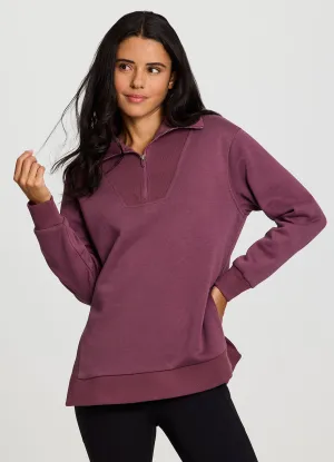 Irregularity Masking Fit Downtown Fleece 1/4 Zip Tunic Timeless Wear Unisex Style Body Shaping