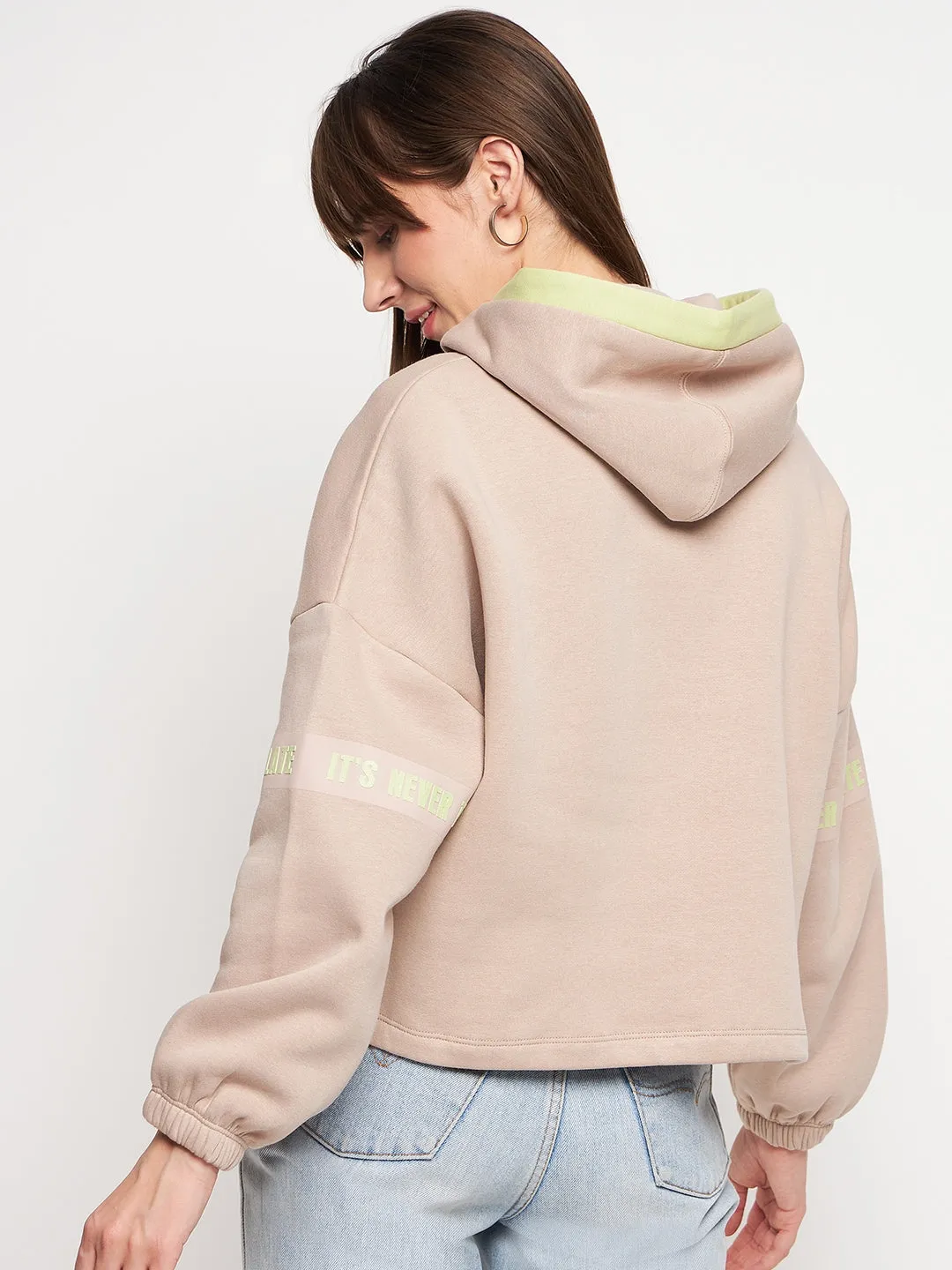 Madame Beige Hood Neck Sweatshirt Easy Layer