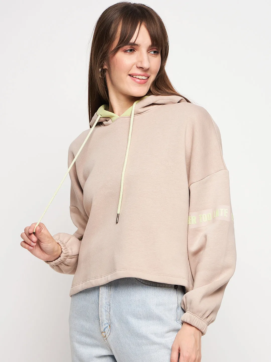 Odor Resistant Madame Beige Hood Neck Sweatshirt