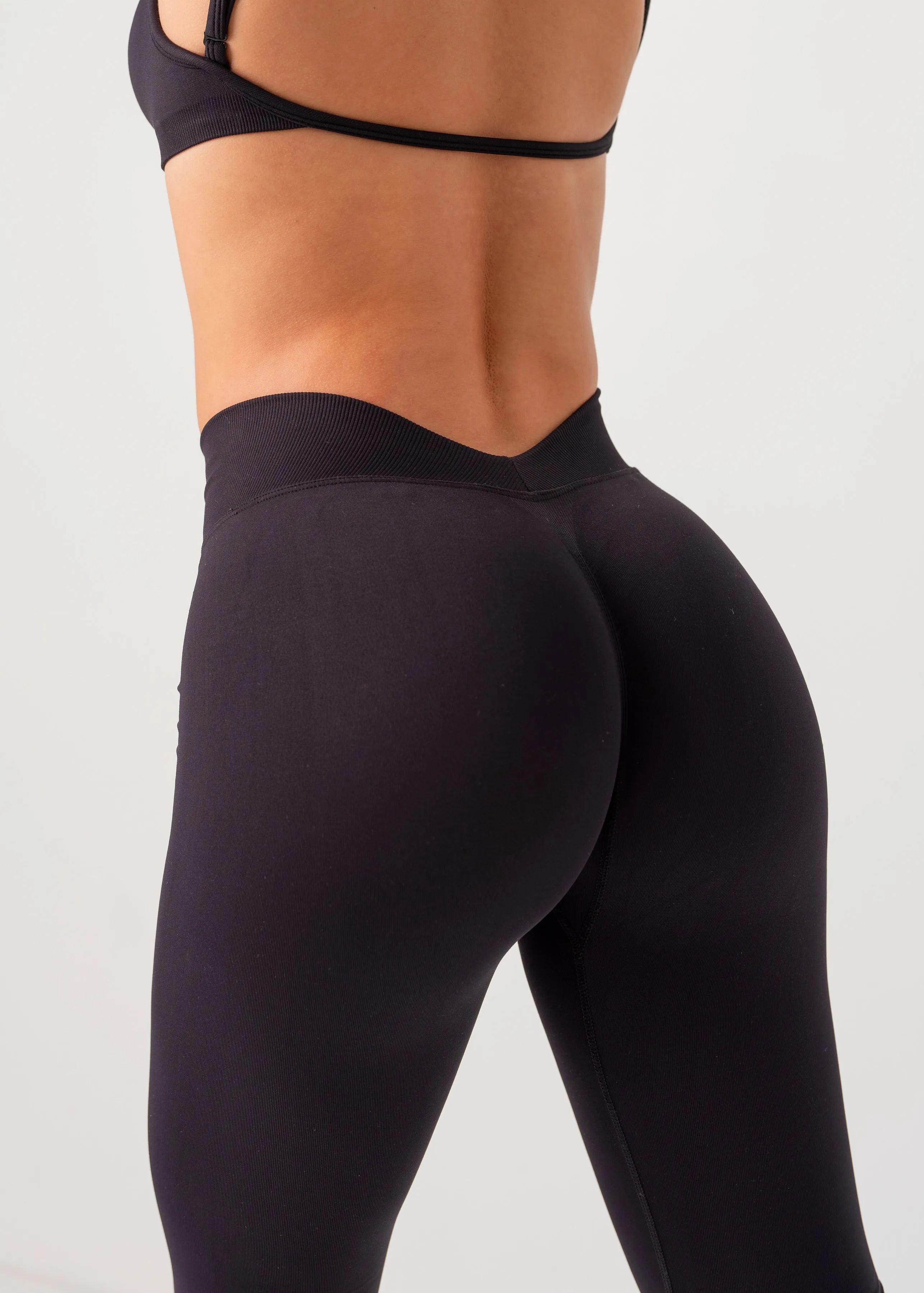 For Men Double Layer V SCULPT SEAMLESS LEGGINGS - BLACK
