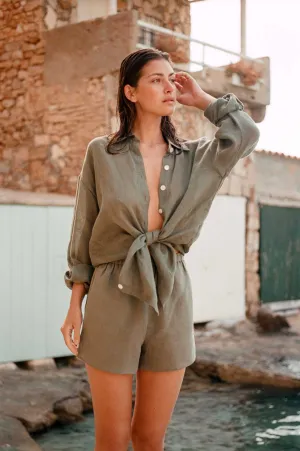 Tallows Linen Short - Agave EcoLinen camping clothes Summer Fashion