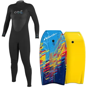 Women's Wetsuit & Bodyboard Package VariableThicknessLayering StreamlinedSilhouette