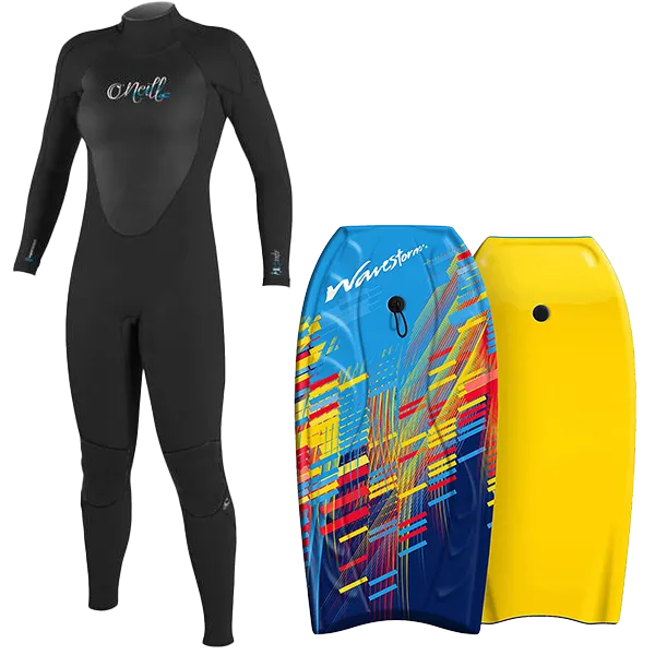Women's Wetsuit & Bodyboard Package VariableThicknessLayering StreamlinedSilhouette