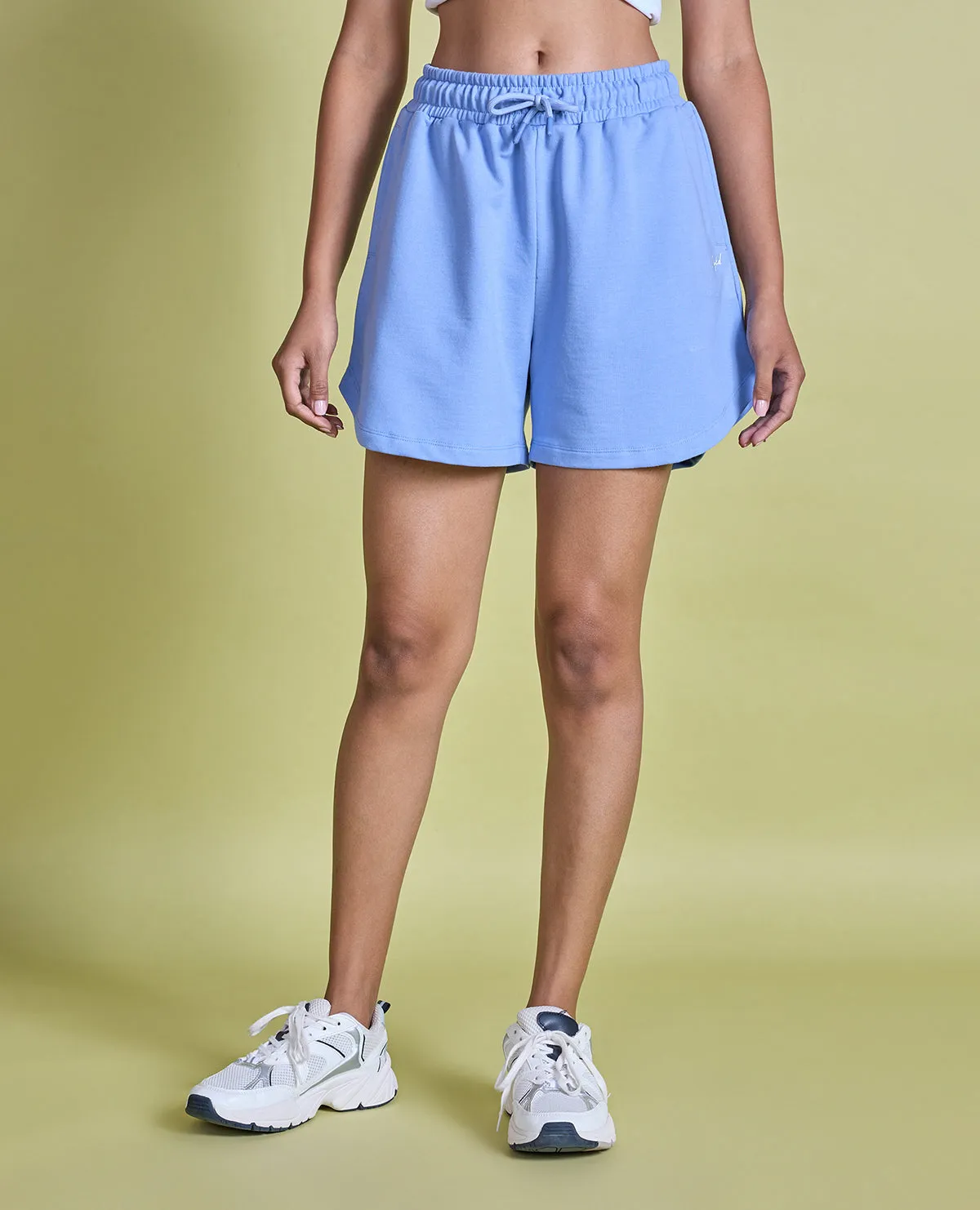 Roll Up Cuff Design tall size Nykd All Day  Knit Terry Shorts - NYLE503 - Hydrangea