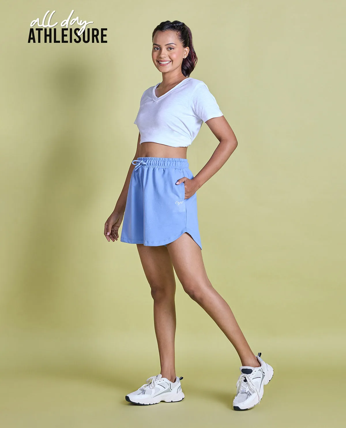 Chill Look Nykd All Day  Knit Terry Shorts - NYLE503 - Hydrangea