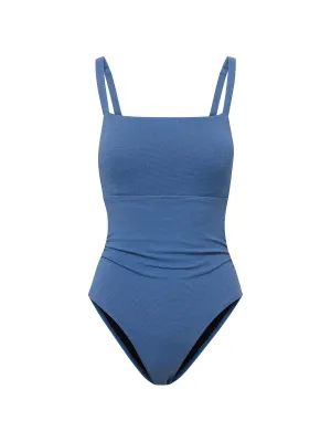 Jori One Piece In Steel Blue Metallic Pique Swim Gear