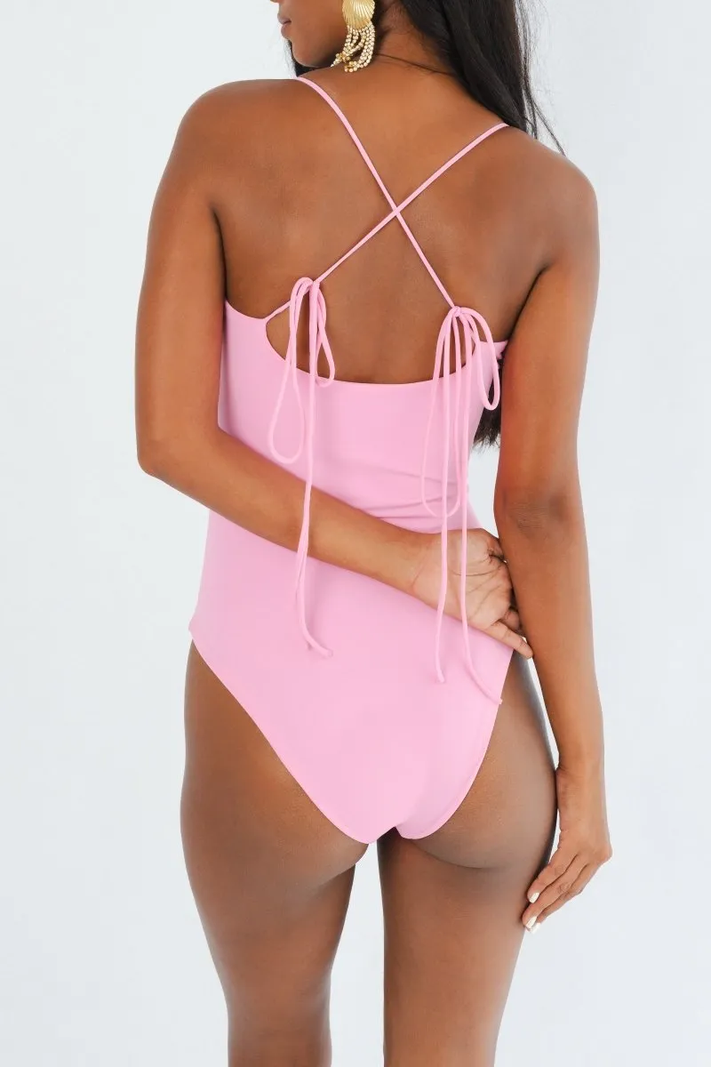 Mirrored Sea One Piece Swimsuit Pink Vacation-Gear Tropical Adventure