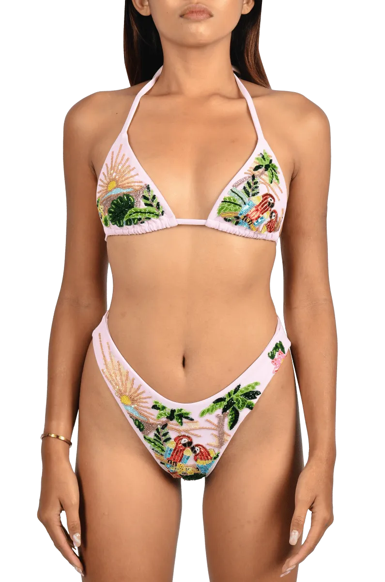 Charli Embellished Premium Tropical Bikini Top Flexible Underwire Design