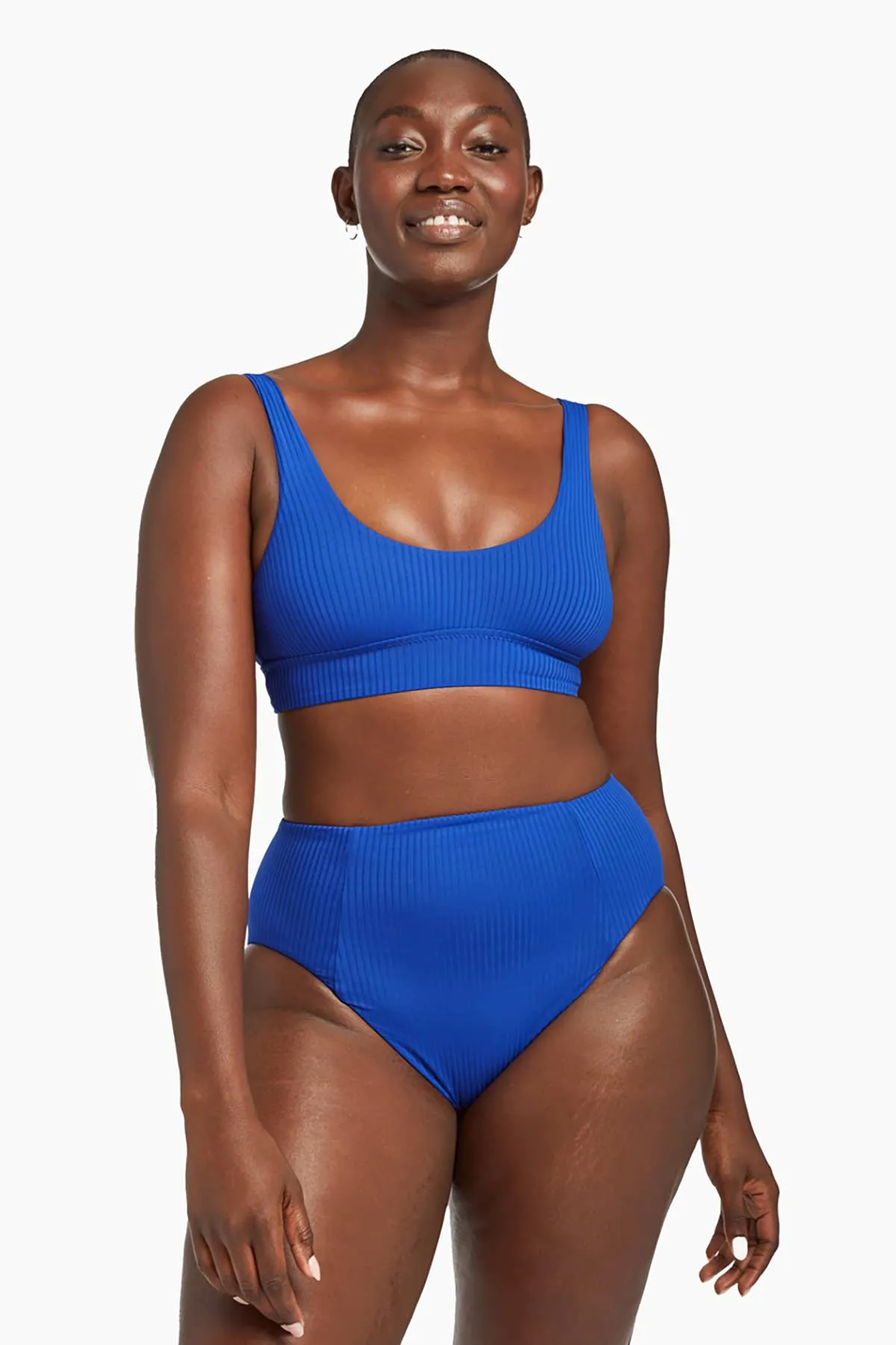 Sienna High Waist Full Cut Bottom - Lagoon EcoRib Tagless Design