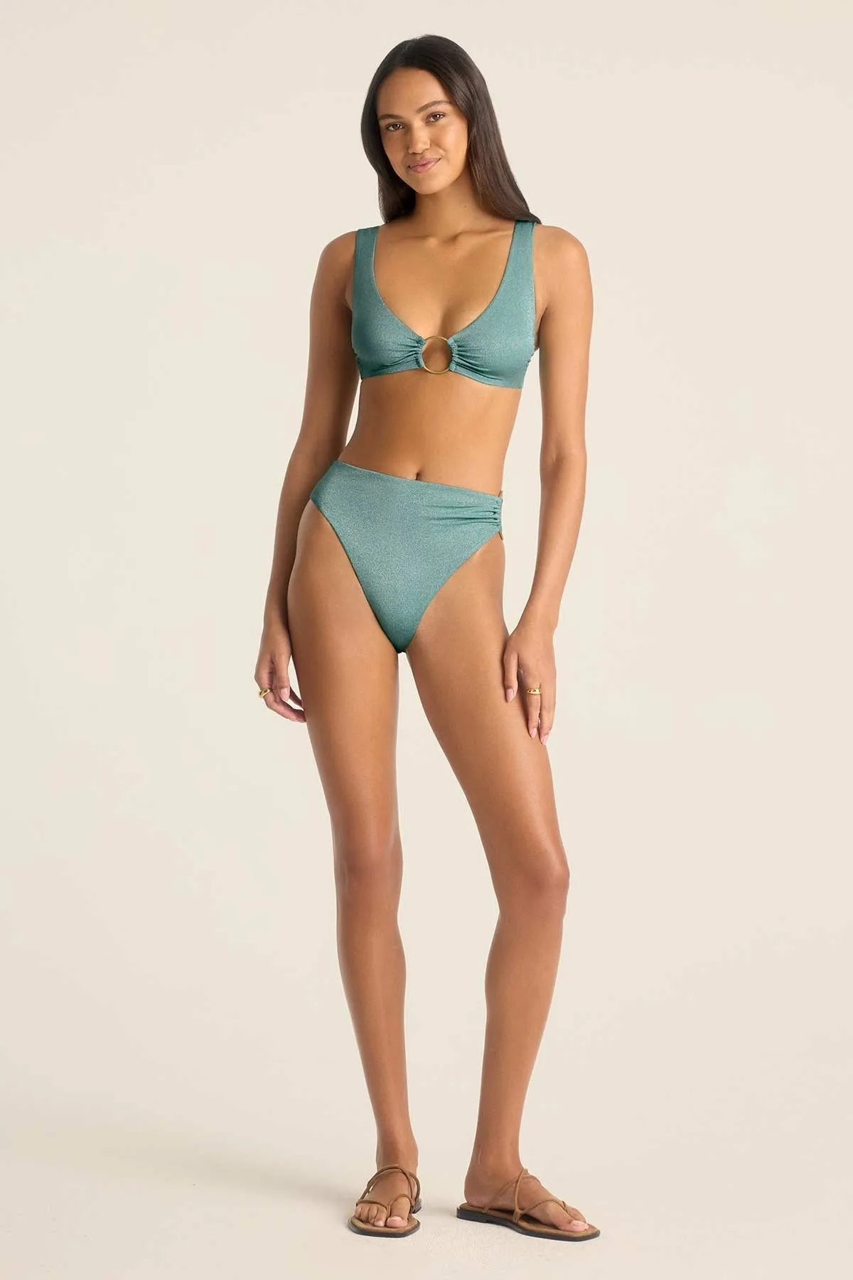 Moisture Wicking Texture Lolita Bottom - Aqua Metallic