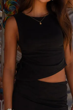 Nina Tank Top - Black Athletic Performance Fit