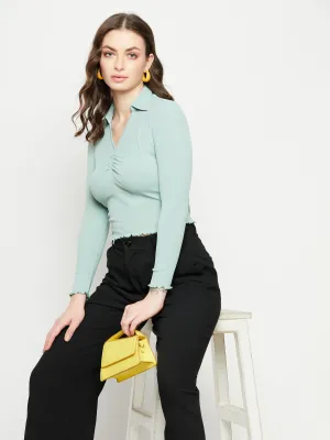 Madame Mint Ribbed Crop Top Lounge Wear