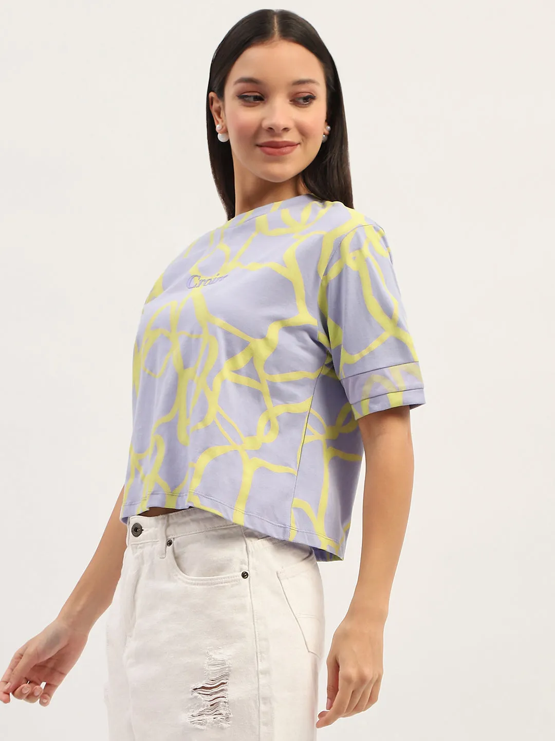 Madame Tie Dye Typography Adorned Cotton Mauve T-Shirt Cozy Layer