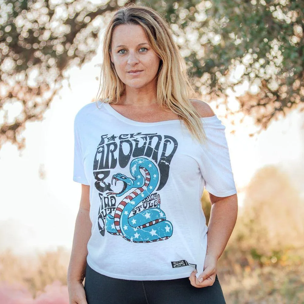 Women's F*ck Around & Find Out Slouchy T-Shirt - White Chill Vibe Breathable mesh lining