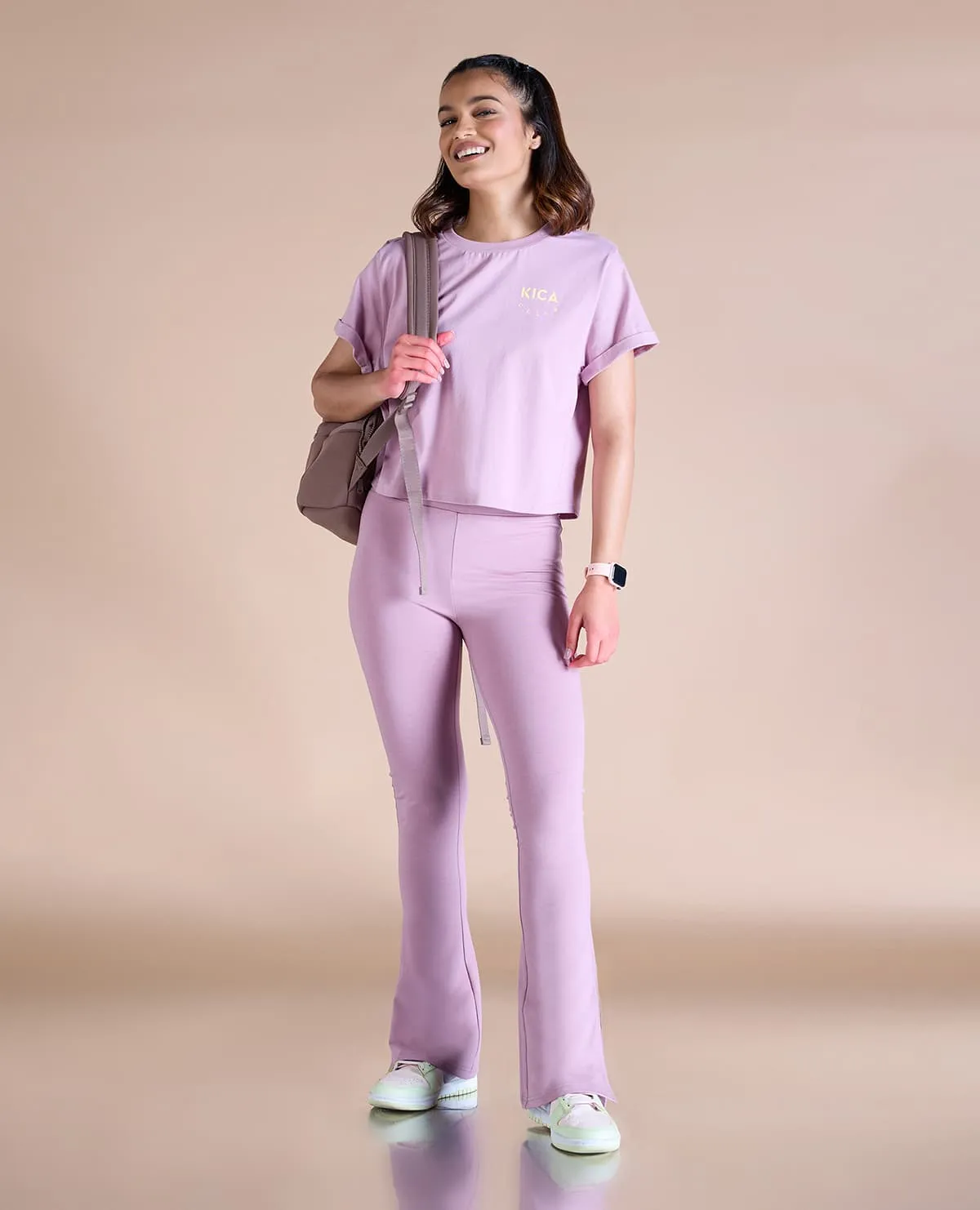 Button front MachineWashable Women High Waist Cotton Side Slit Flared Pants