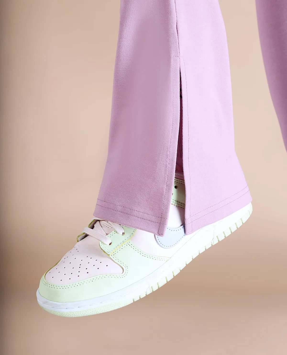 Women High Waist Cotton Side Slit Flared Pants Outdoor Layer Versatile Style