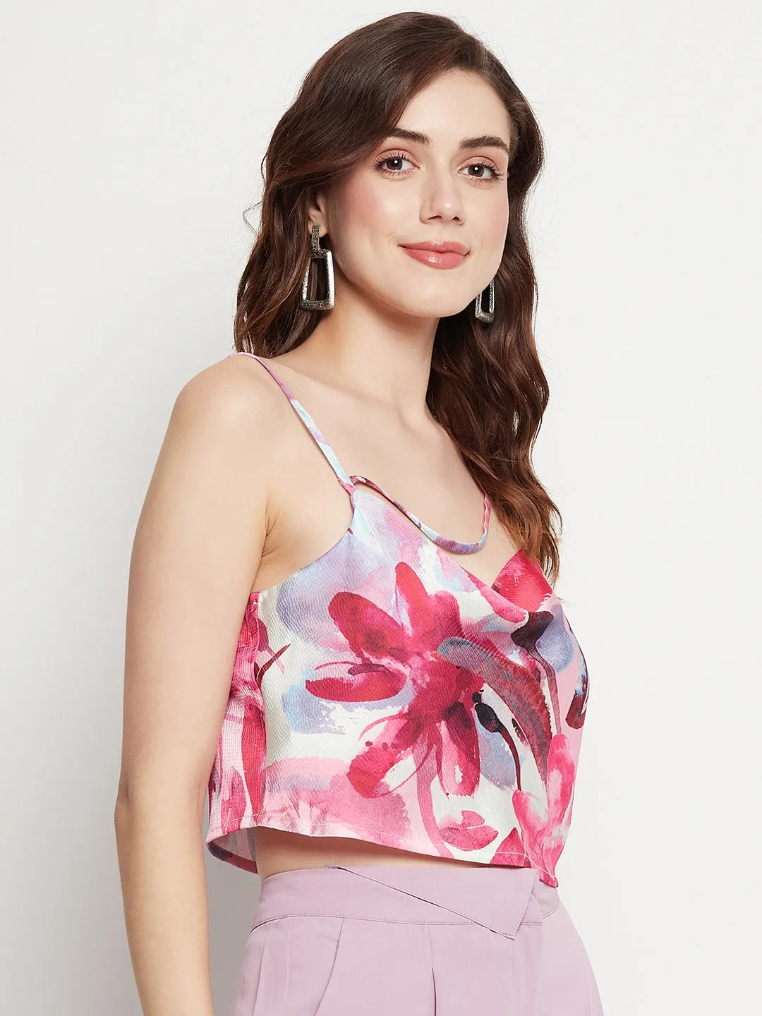 Madame Camisole Floral Print Top SheerLayeredPanels Smart Skirt