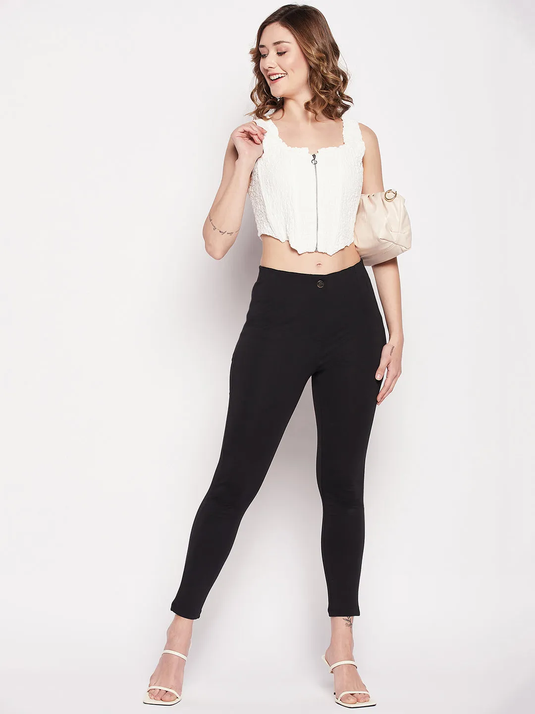 QuickRelease Closure Cool Design Madame Crinkled White Corset Top