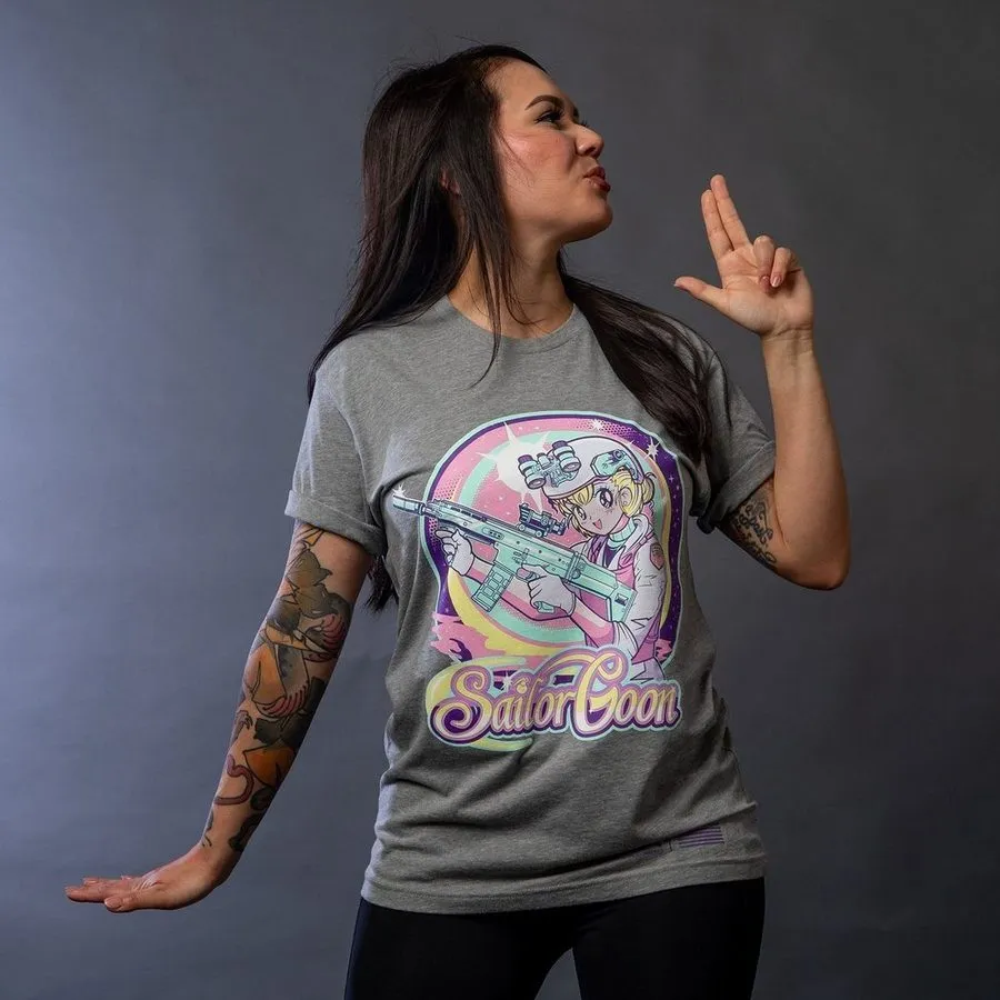 SoftTouchFinish Light and Comfortable Women's Sailor Goon Boyfriend Fit T-Shirt - Dark Heather Gray