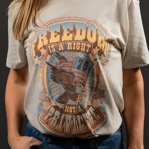 Women's Freedom Is A Right Boyfriend Fit T-Shirt -Sand Timeless Design Casual Layer