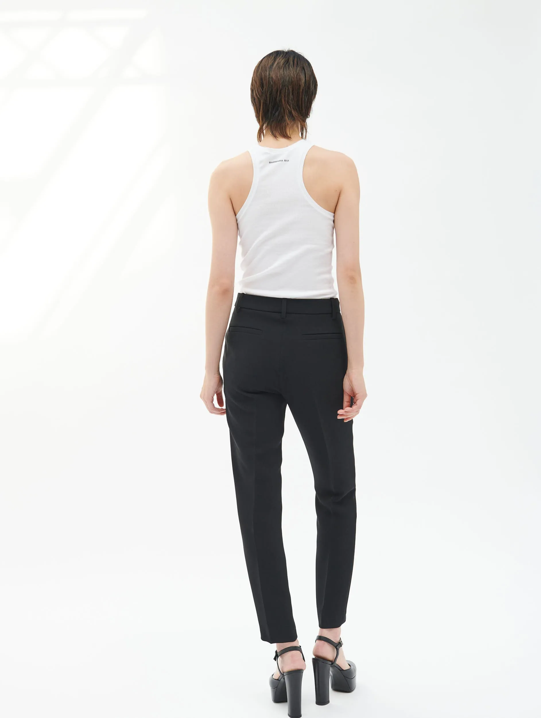 RecycledMaterial Black crepe Roxy trousers