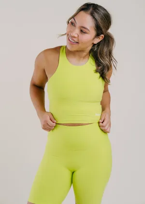 Sharp Look Travel Core Focus Cropped Tank - Summer Lime Heather