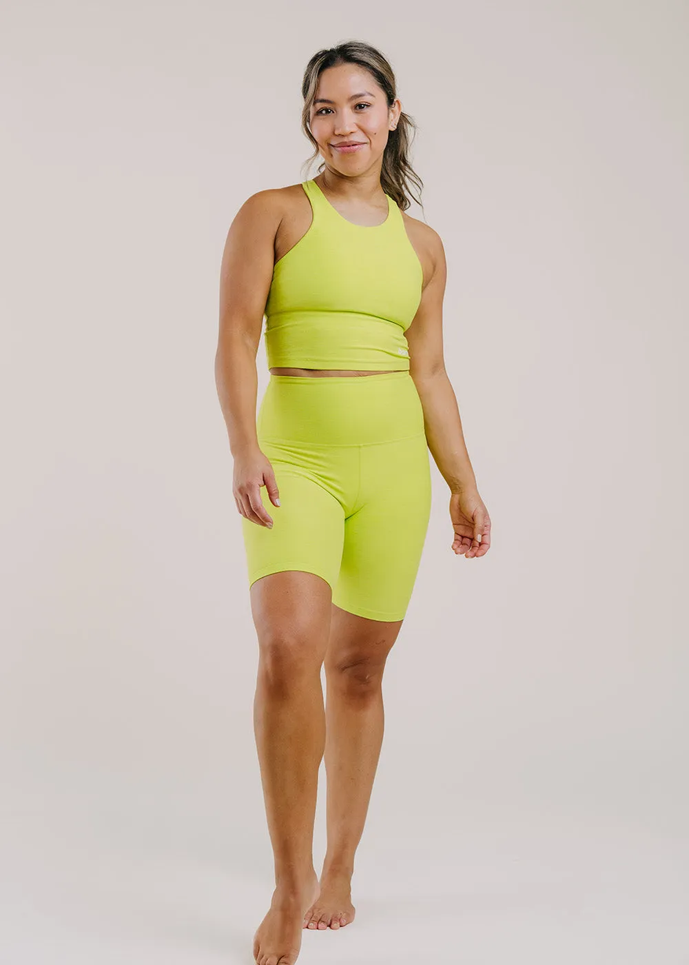 Focus Cropped Tank - Summer Lime Heather Smile Ease Essential Tee