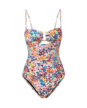 Juliette One Piece In Painted Petals Secure Zip Closure