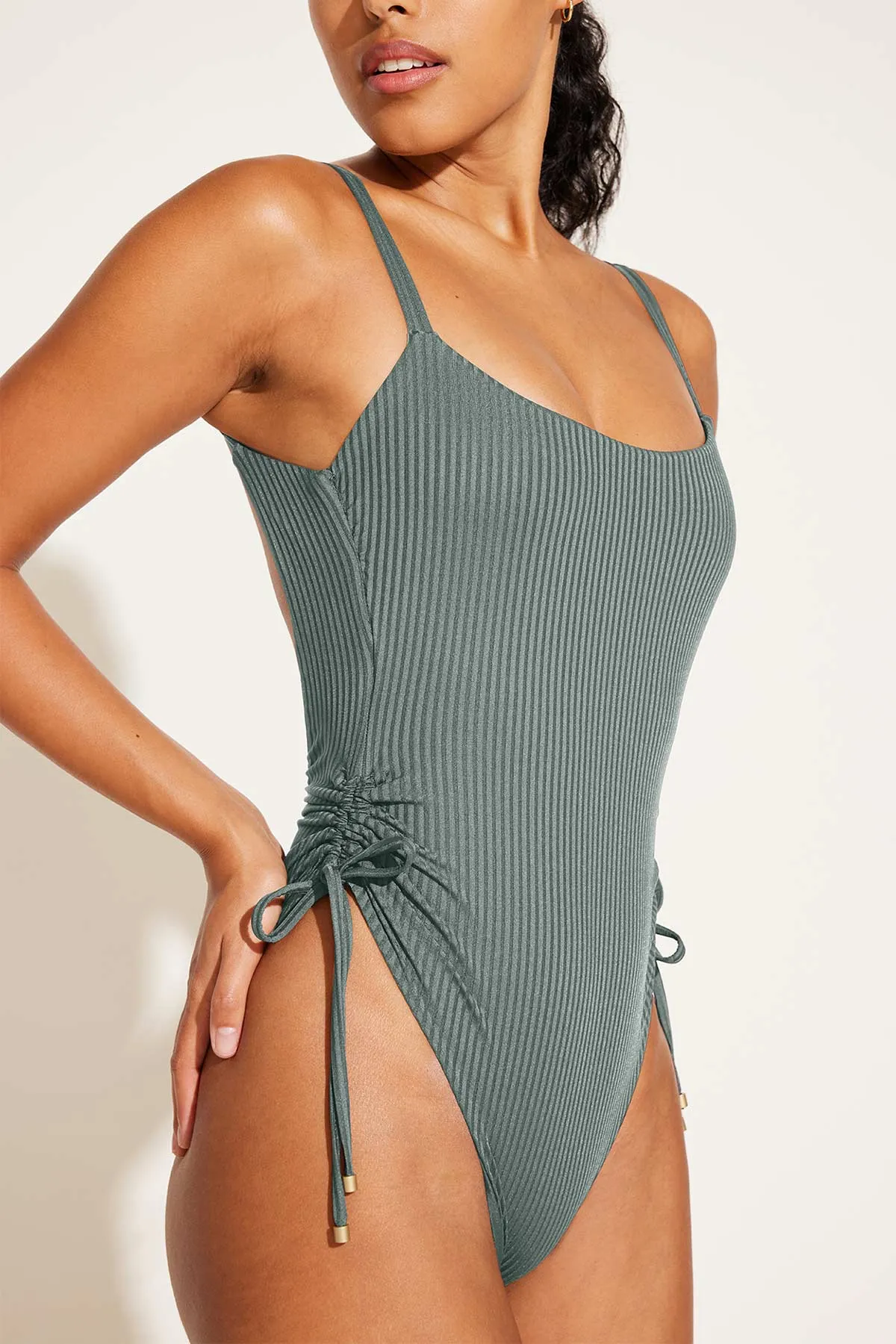 Gemma One Piece - Sea Green EcoRib Beach Day
