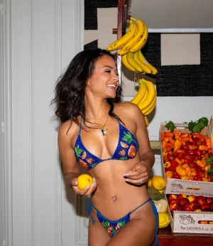 Durable Stitching Mulata Hand-Beaded Bikini Bottom Navy Christina Milian