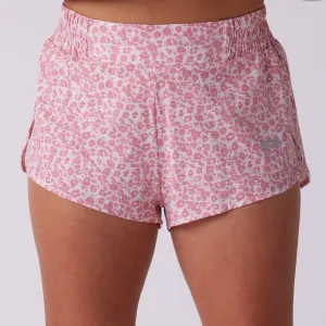 Women's Sprint 1.5" Lined Half Split Short - Leopard Cotton shorts Recycled Polyester Blend