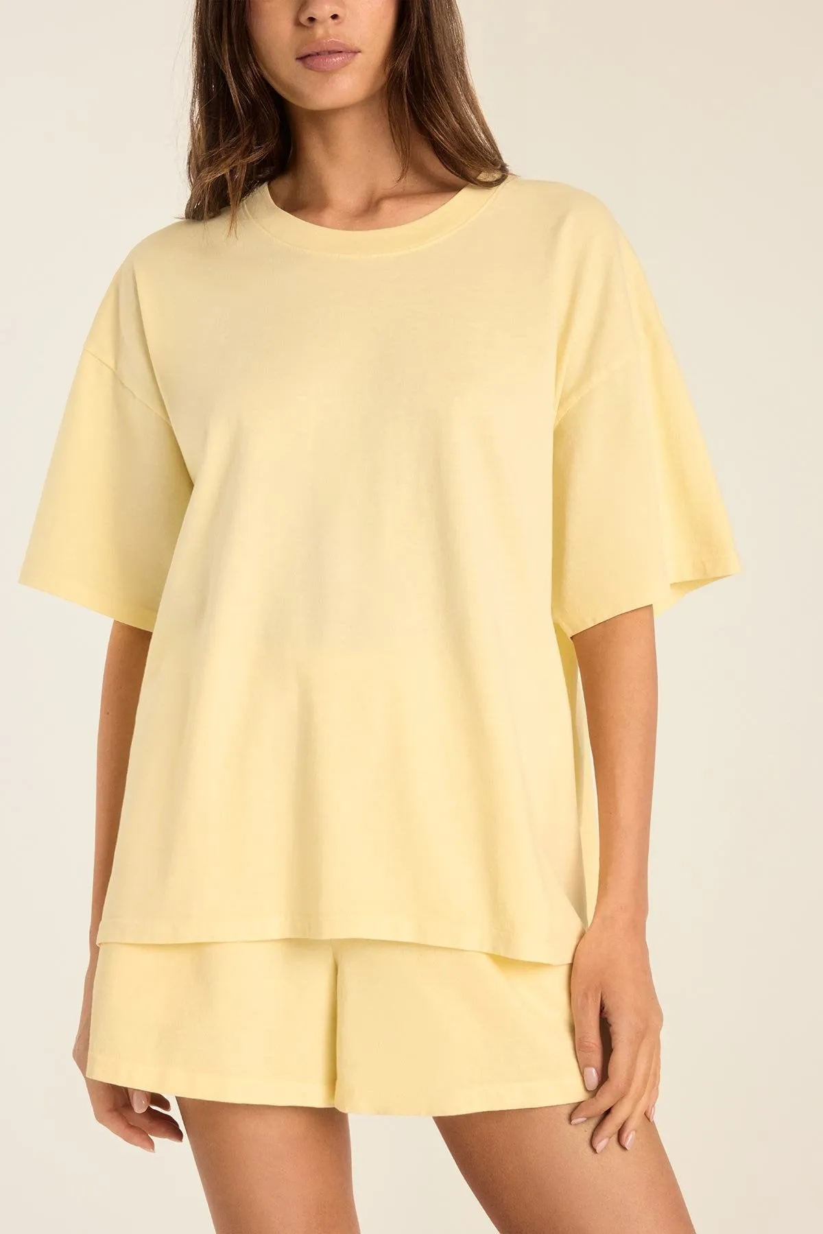 Feminine Touch Coast Oversized Boyfriend Tee - Buttercream Cotton Jersey