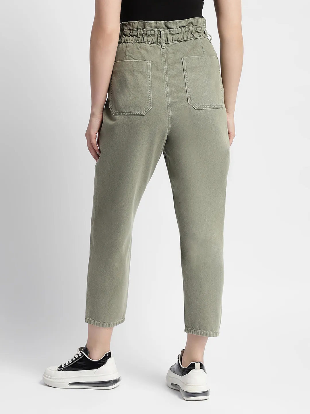 Lightweight Madame Mid Rise Tapered Fit Olive Green Cargo