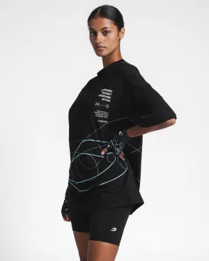 Disciplined Thought/Action Oversized T-Shirt - Black ElasticCuffDesign