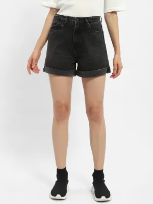 SweatAbsorbingTexture Active Style Madame Washed Charcoal Black Denim Shorts