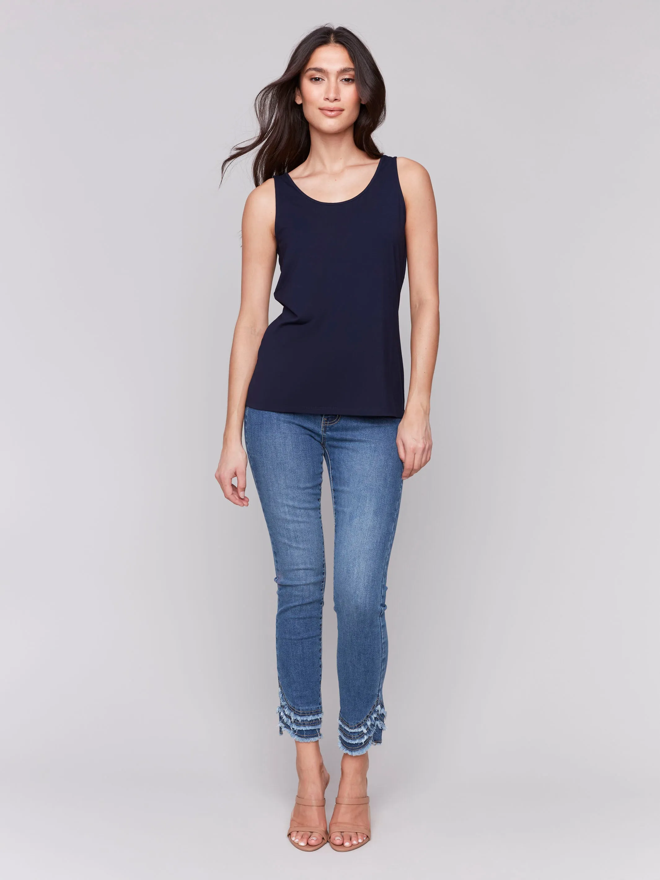 SlipResistantWaistband Reversible Bamboo Cami - Navy