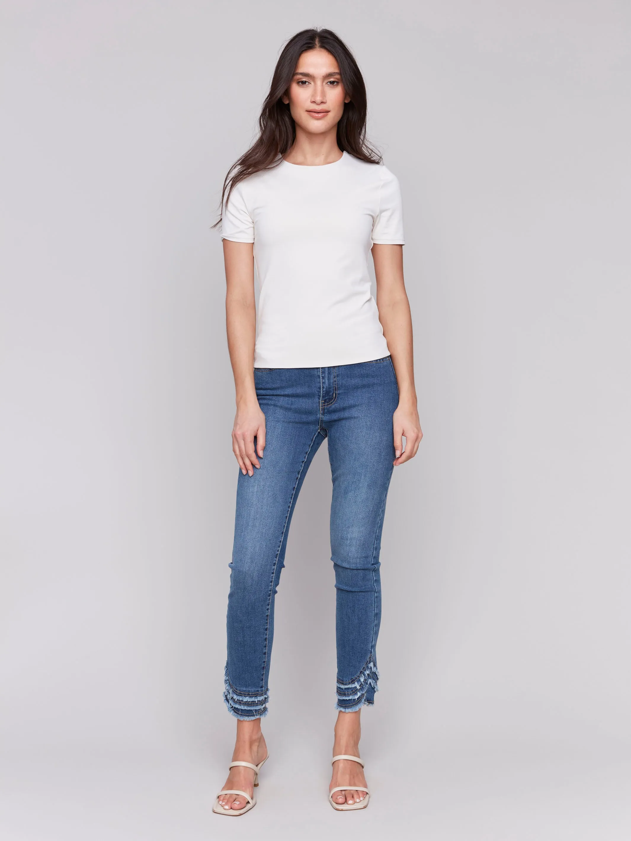 Morning Ease Classic Design Short-Sleeved Super Stretch Top - Natural