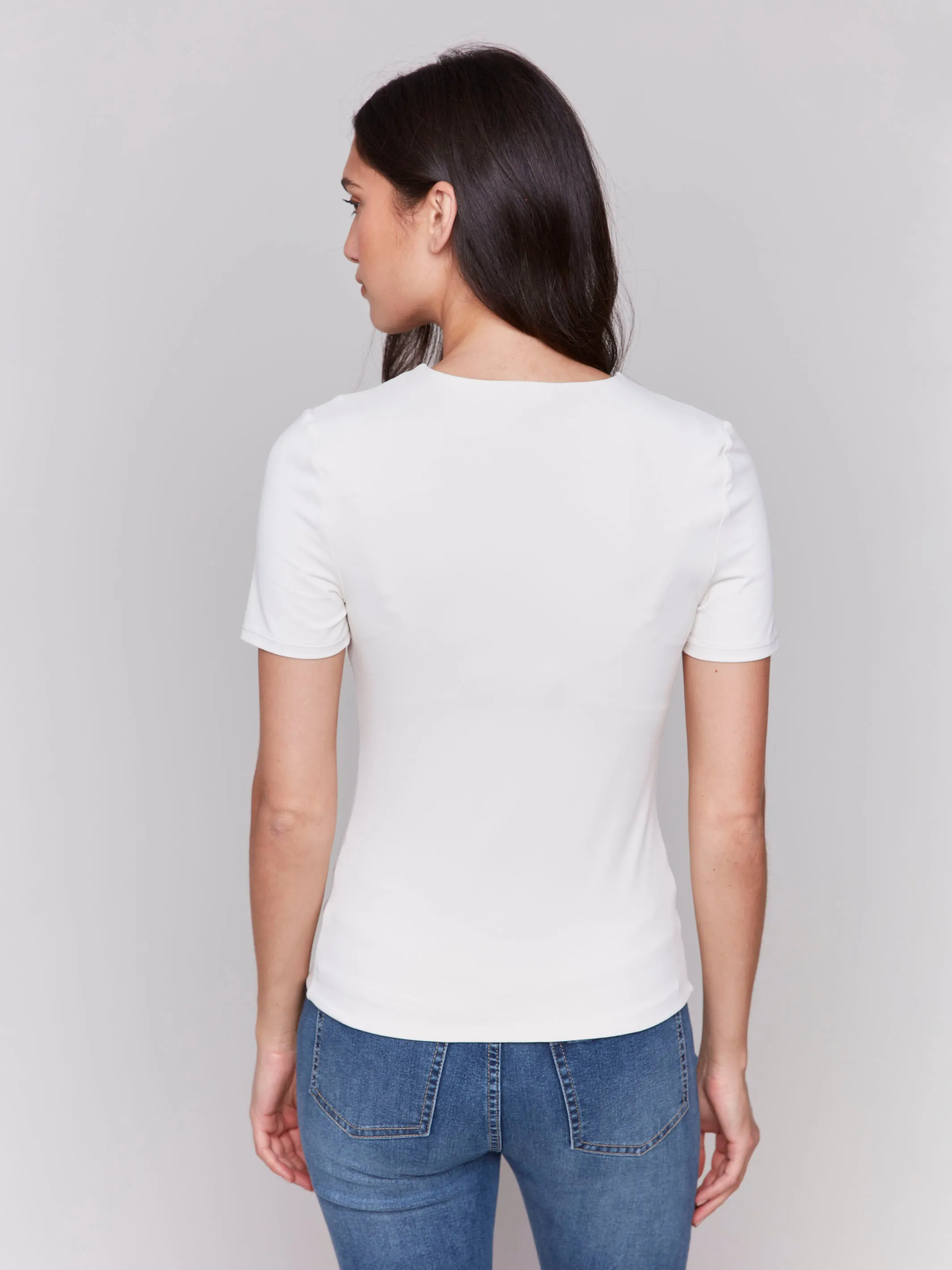 Soft Touch Chic Skirt Short-Sleeved Super Stretch Top - Natural