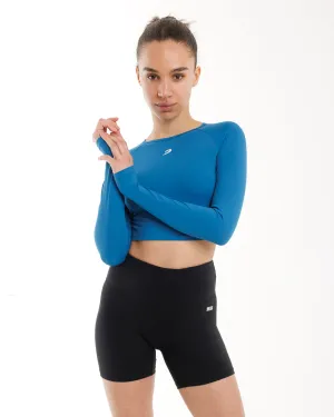 Quick Wear Training Long Sleeve Crop Top - Blue