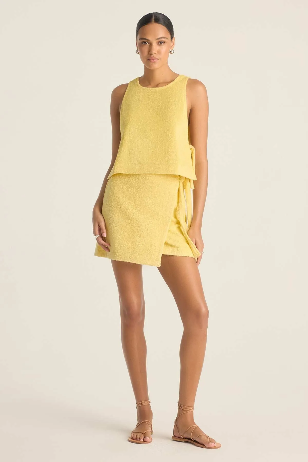 Velvet Finish Oasis Wrap Skirt - Banana Cream Harbor Terry
