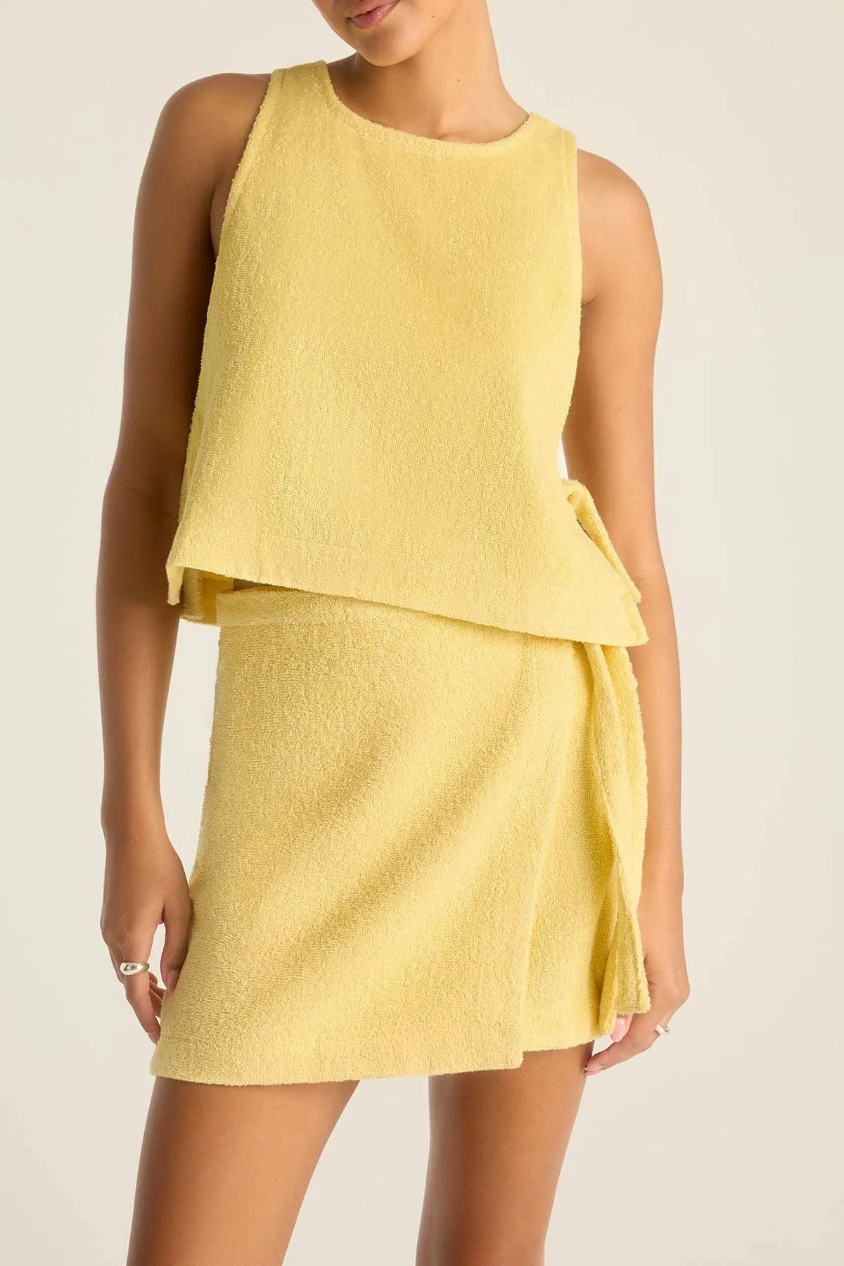 City Wear Clean Aesthetic Oasis Wrap Skirt - Banana Cream Harbor Terry