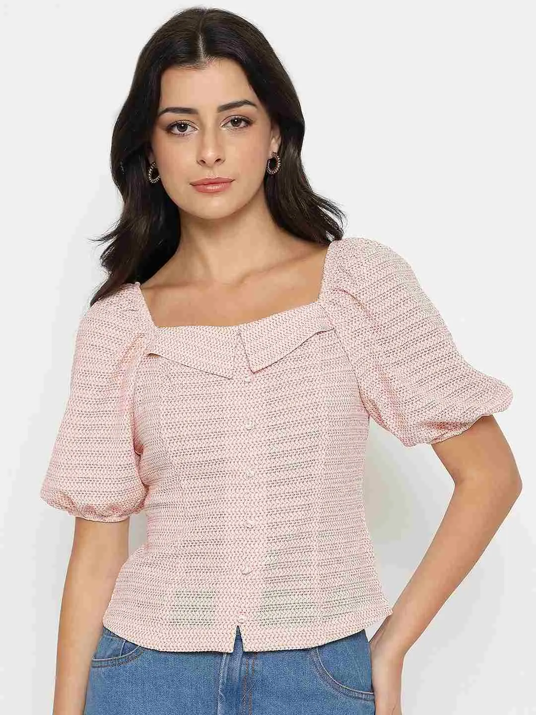 Fame Glow Winter Core Madame Tie Detail Off Shoulder Hot Pink Top