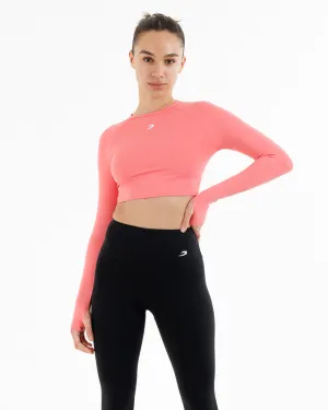 DoubleStitchReinforcement Training Long Sleeve Crop Top - Pink