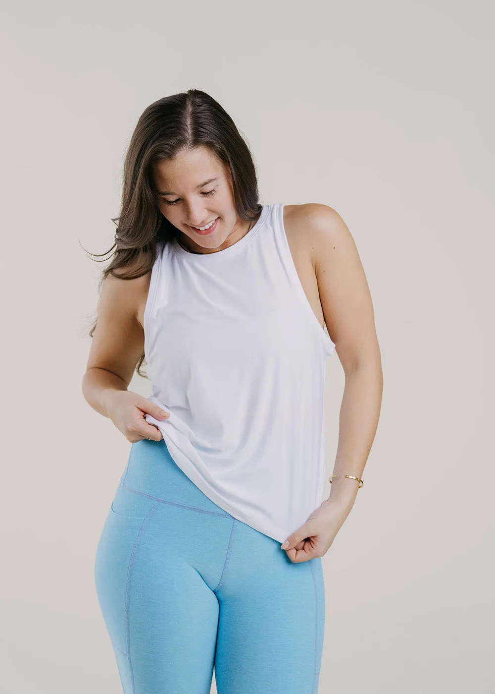 Beyond Yoga Featherweight ReBalance Tank - White Strong Edge
