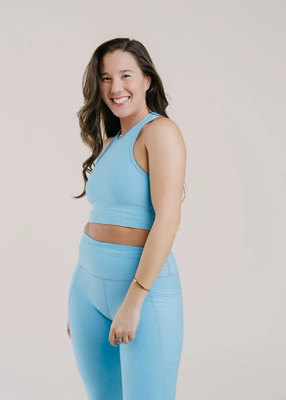 Studio Cropped Tank - Blue Capri Heather Athleisure Cool Clean Cut