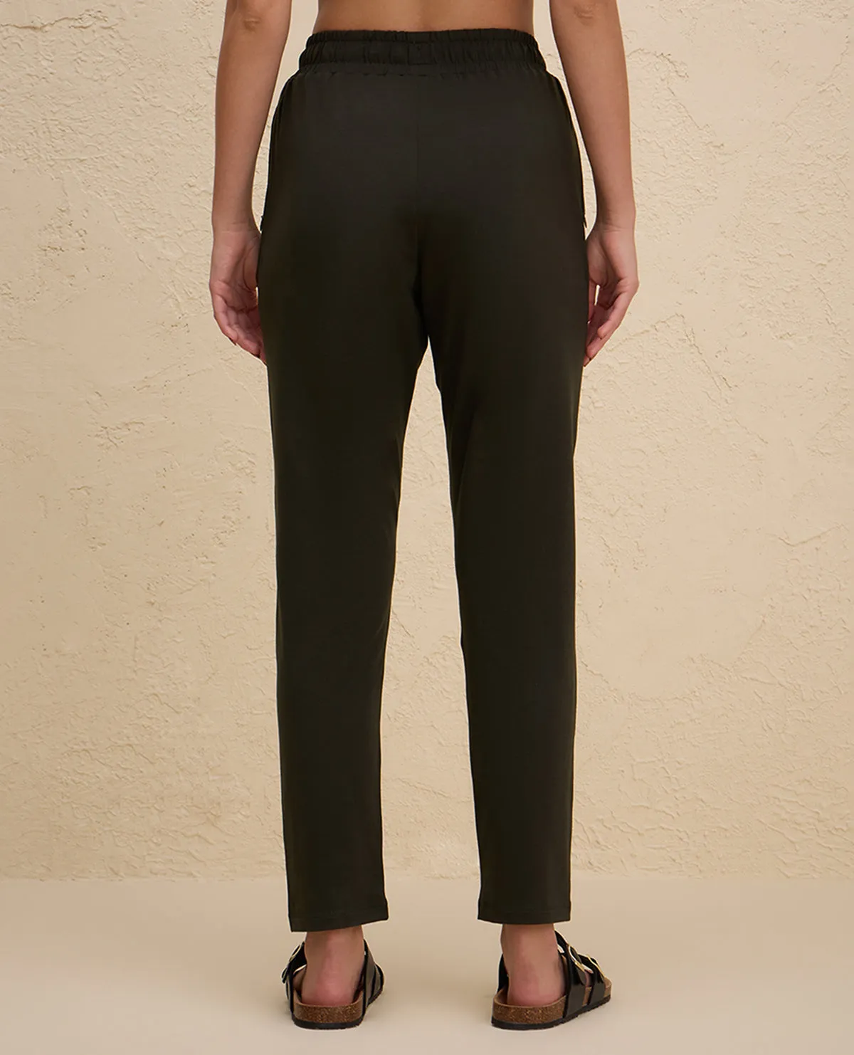 Nykd By Nykaa All Day Cotton Comfort Pant with Zip Pockets-NYAT502-Olive Flexible Use Adaptable Fit