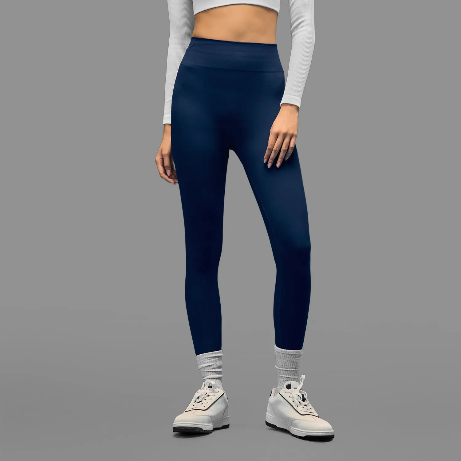 Limitless snatched ribbed waistband & Ruched back legging - NAVY BLUE Tagless Labeling System Perfect Comfort Fit