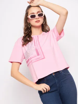 Madame Pink Typography T-Shirt Comfortable and stylish Simple Wear