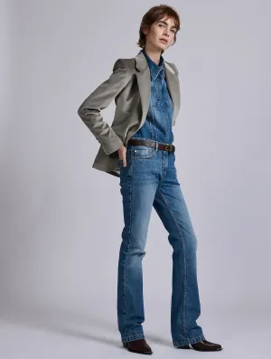 Soft and Stretchy Blue denim 5-pocket straight fit jeans