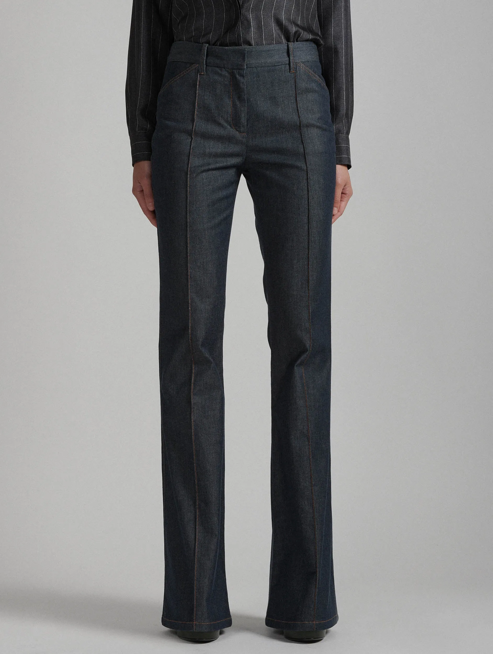Bootleg suit trousers in washed denim All-Season Wear Urban Style